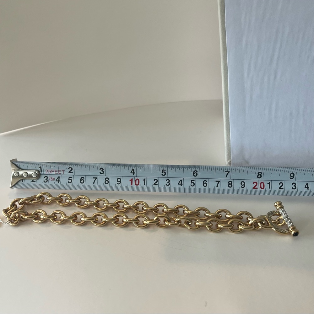 Vintage Gold Chain Crystal and Navy Enamel Necklace and Bracelet Set - Picture 7 of 9